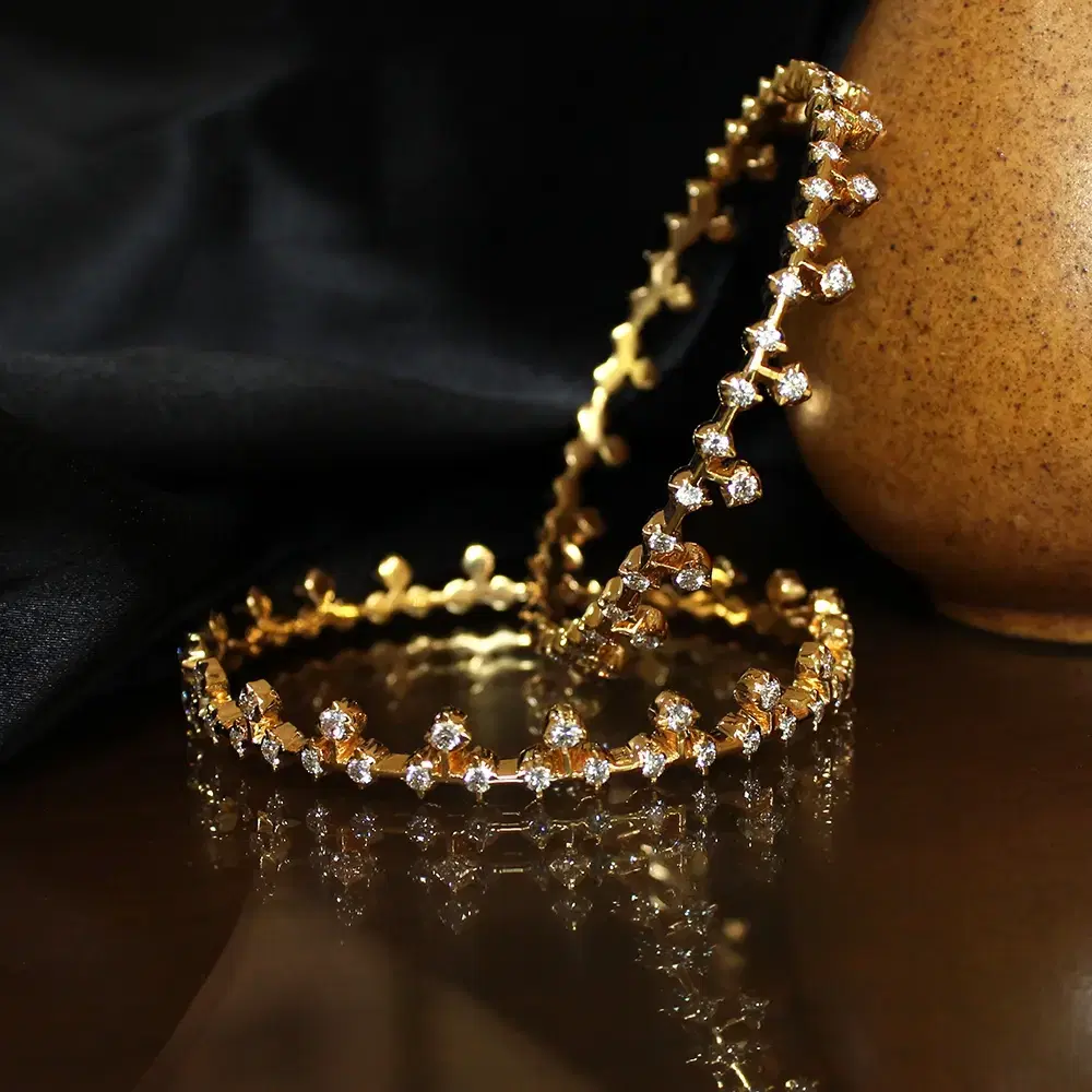 22K Yellow Gold Gold Diamond Bangle for women