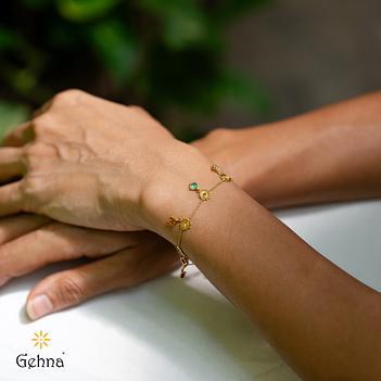 Tranquil Chakra Multi Gemstone 18K Gold Bracelet (7 Inches)