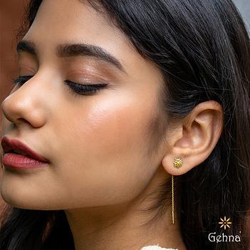 Floral 18K Gold Threader Earrings