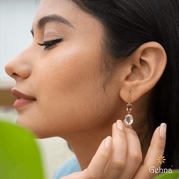 Coquettish Pink Tourmaline & Rose Quartz 18K Gold Dangle Earrings