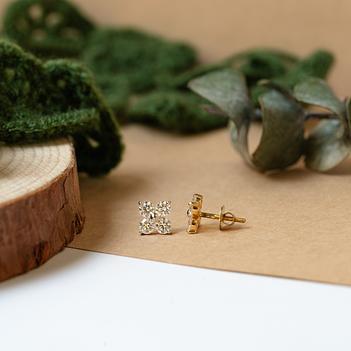 Classic Grown Diamond 14K Gold Cluster Stud Earrings