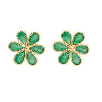 Regal Emerald & 18K Gold Stud Earrings