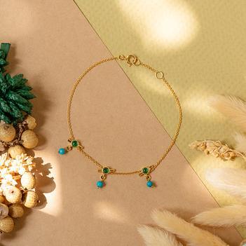 Vibrant Emerald & Turquoise 18K Gold Bracelet