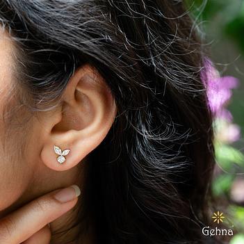 Graceful Grown Diamond 14K Gold Butterfly Stud Earrings