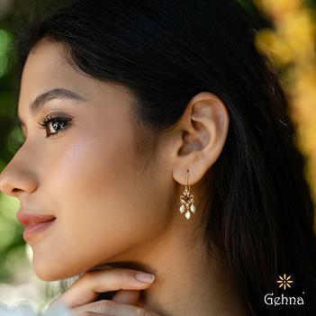 Ornate Garnet & Pearl 18K Gold Dangle Earrings