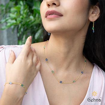 Tidal Serene Kyanite & Emerald 18K Gold Earring