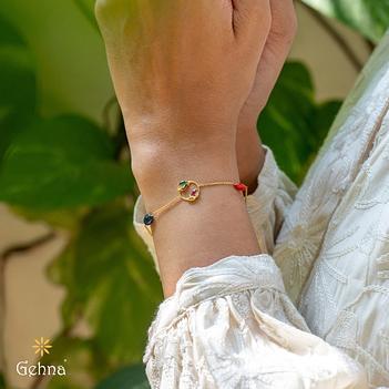 Heritage Navratna Stone 18K Gold Bracelet (7 inches)