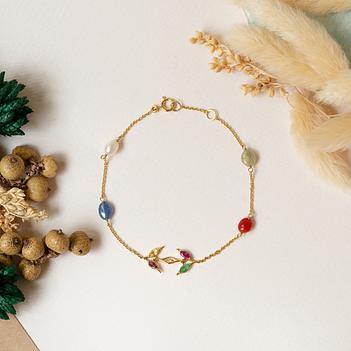 Imperial Navratna Stone 18K Gold Bracelet (7 Inches)