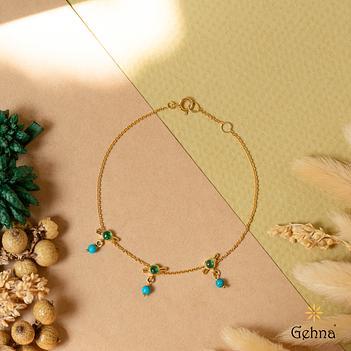Vibrant Emerald & Turquoise 18K Gold Bracelet