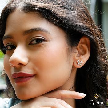 Blooming Grown Diamond 14K Gold Petal Stud Earrings