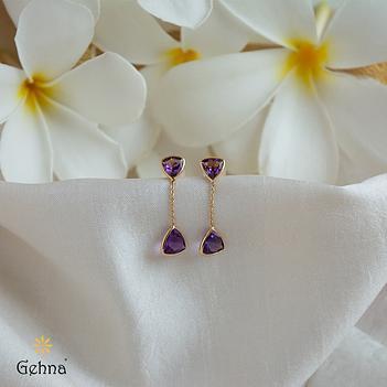 Joyful Amethyst 18K Gold Drop Earrings