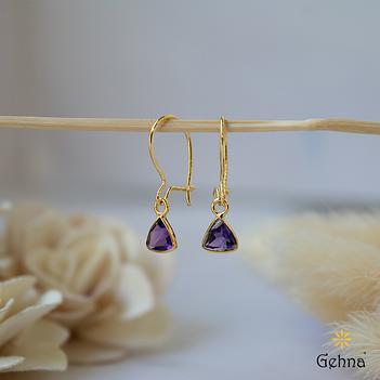 Delicate Amethyst 18K Gold Hoop Earring