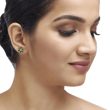 Regal Emerald & 18K Gold Stud Earrings