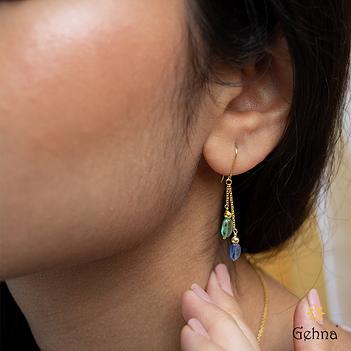 Tidal Serene Kyanite & Emerald 18K Gold Earring