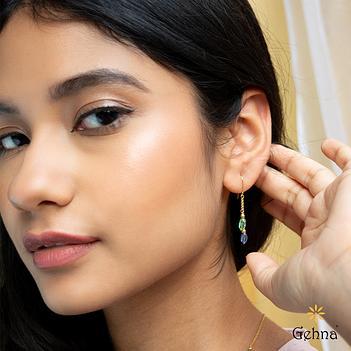 Tidal Serene Kyanite & Emerald 18K Gold Earring