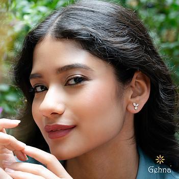 Graceful Grown Diamond 14K Gold Butterfly Stud Earrings