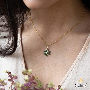 Ellora Natural Emerald 18K Gold Pendant (Without Chain)