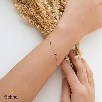 Festive Pink Sapphire & Emerald 18K Gold Bracelet (7 inches)