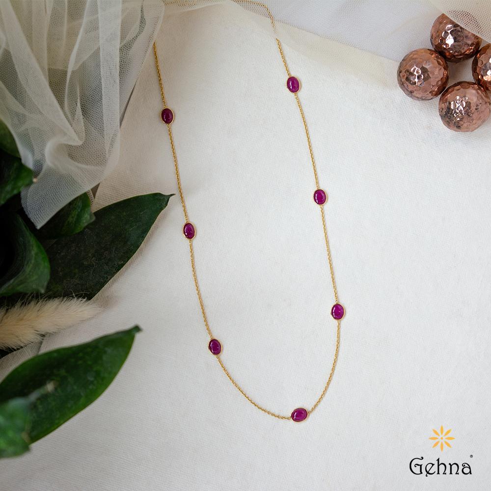 18K Yellow Gold Gold Ruby Chain for women