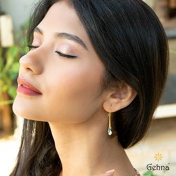 Gleaming Pearl, Tourmaline and Emerald 18K Gold Earring