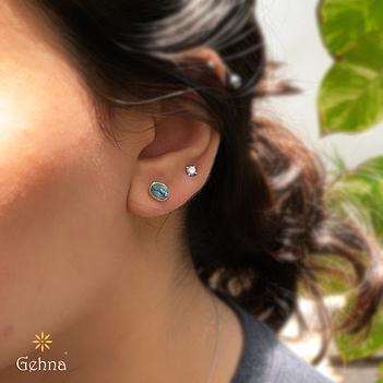 Ravishing Blue Topaz 18K Gold Stud Earrings