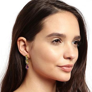 Kaleidoscopic Amethyst, Blue Topaz, Citrine & Peridot 925 Sterling Silver Drop Earrings