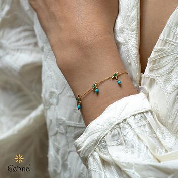 Vibrant Emerald & Turquoise 18K Gold Bracelet