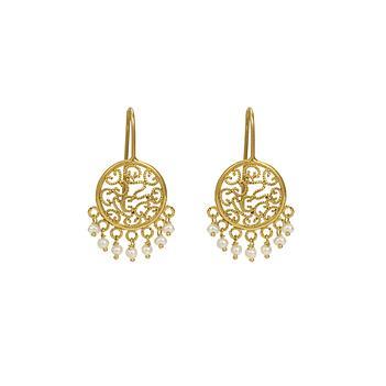 Peerless Gold and Pearl Filigree Earrings