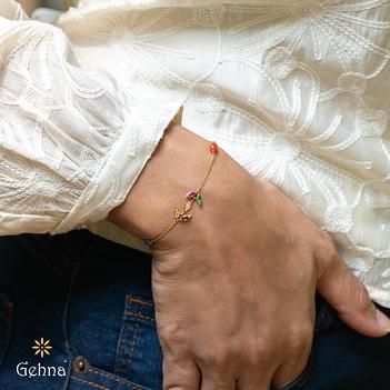 Imperial Navratna Stone 18K Gold Bracelet (7 Inches)