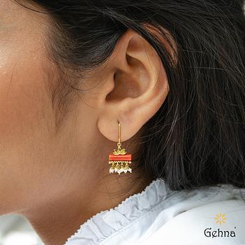 Splash Coral & Pearl 18K Gold Dangle Earrings