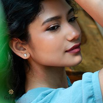 Classy Ethiopian Opal Stud 18K Gold Earrings