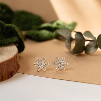 Snowflake Grown Diamond 14K Gold Stud Earrings