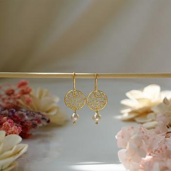  Intricate Filigree & Pearl 18K Gold Dangle Earrings