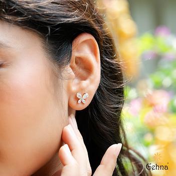 Blooming Grown Diamond 14K Gold Petal Stud Earrings