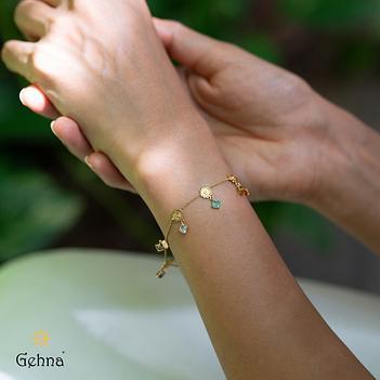 Tranquil Chakra Multi Gemstone 18K Gold Bracelet (7 Inches)