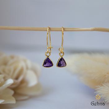 Delicate Amethyst 18K Gold Hoop Earring