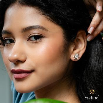 Snowflake Grown Diamond 14K Gold Stud Earrings