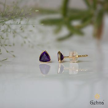 Elegant Amethyst 18K Gold Stud Earring