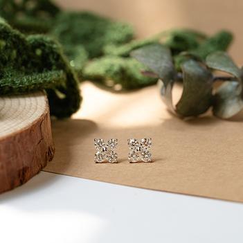 Classic Grown Diamond 14K Gold Cluster Stud Earrings