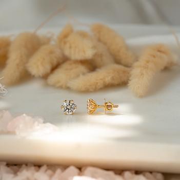 Signature Solitaire Lab Grown Diamond 18K Gold Earrings