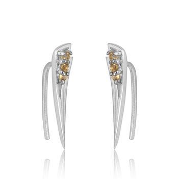 Dishy Citrine and 925 Sterling Silver Studs