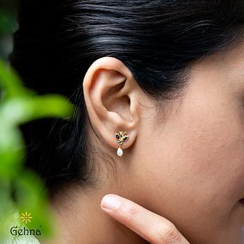 Royal Bloom Pearl & Sapphire 18K Gold Stud Earrings