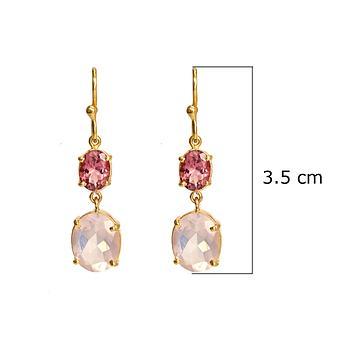 Coquettish Pink Tourmaline & Rose Quartz 18K Gold Dangle Earrings