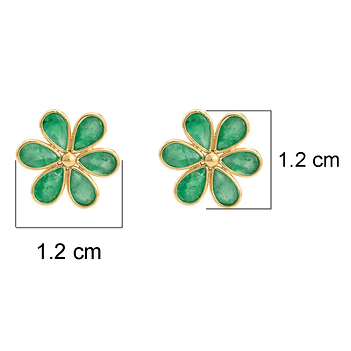Regal Emerald & 18K Gold Stud Earrings