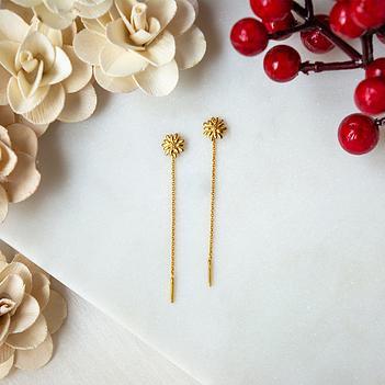 Floral 18K Gold Threader Earrings