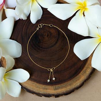 Luminous Pearl Drop 18K Gold Bracelet (7 inches)