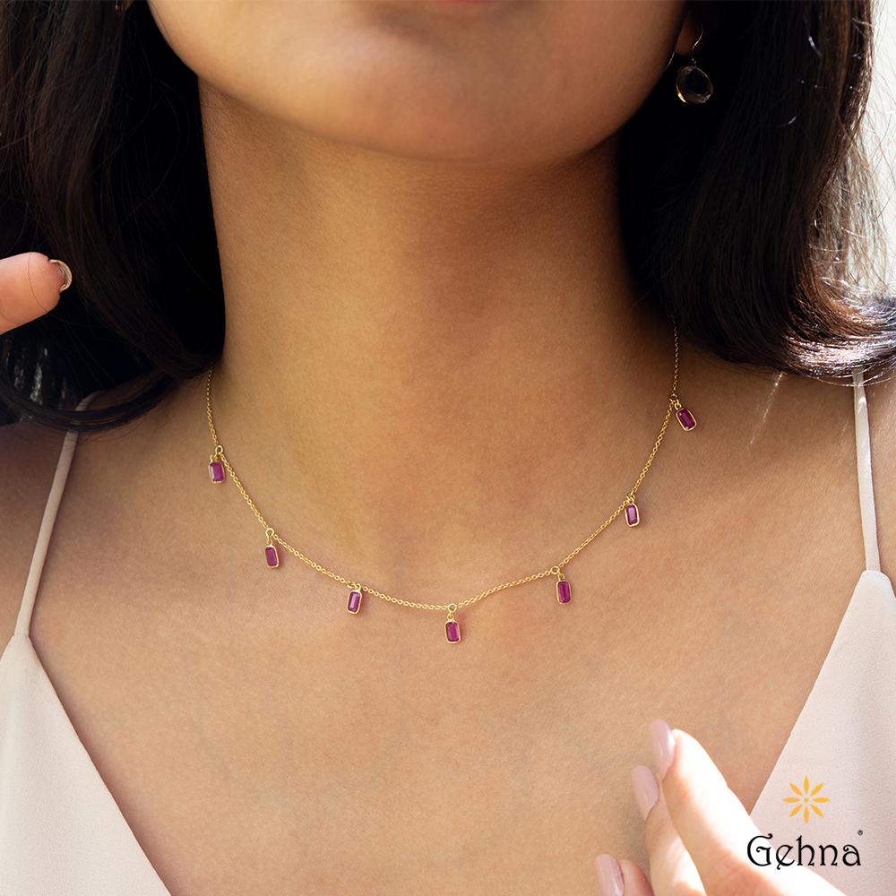 18K Yellow Gold Gold Ruby Chain for women