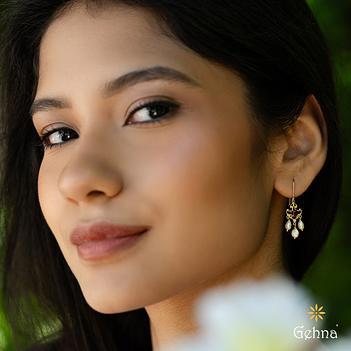 Ornate Garnet & Pearl 18K Gold Dangle Earrings