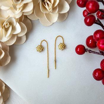 Floral 18K Gold Threader Earrings