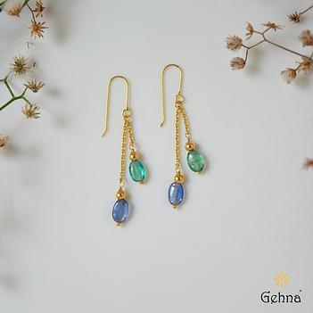 Tidal Serene Kyanite & Emerald 18K Gold Earring